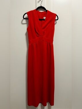 Vintage Leslie Fay Red Sleeveless V-Neck Maxi Dress Size M